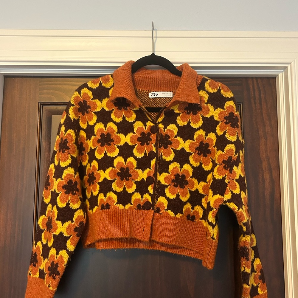 Zara Floral Knit Sweater